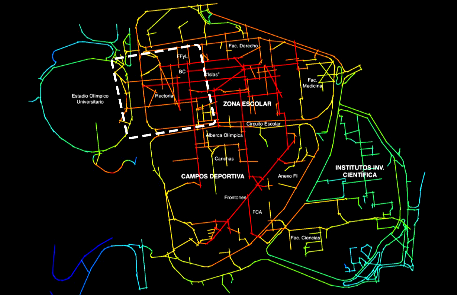 Space syntax axial map of CU.